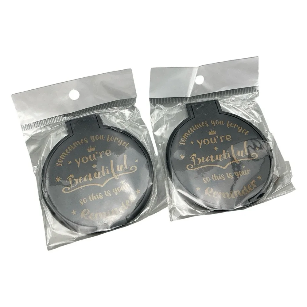 10 Piece Inspirational Compact Mirror Set Black Gold Motivational Quotes